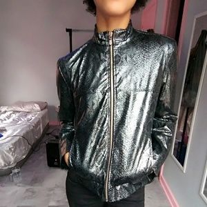 Metallic snake skin jacket